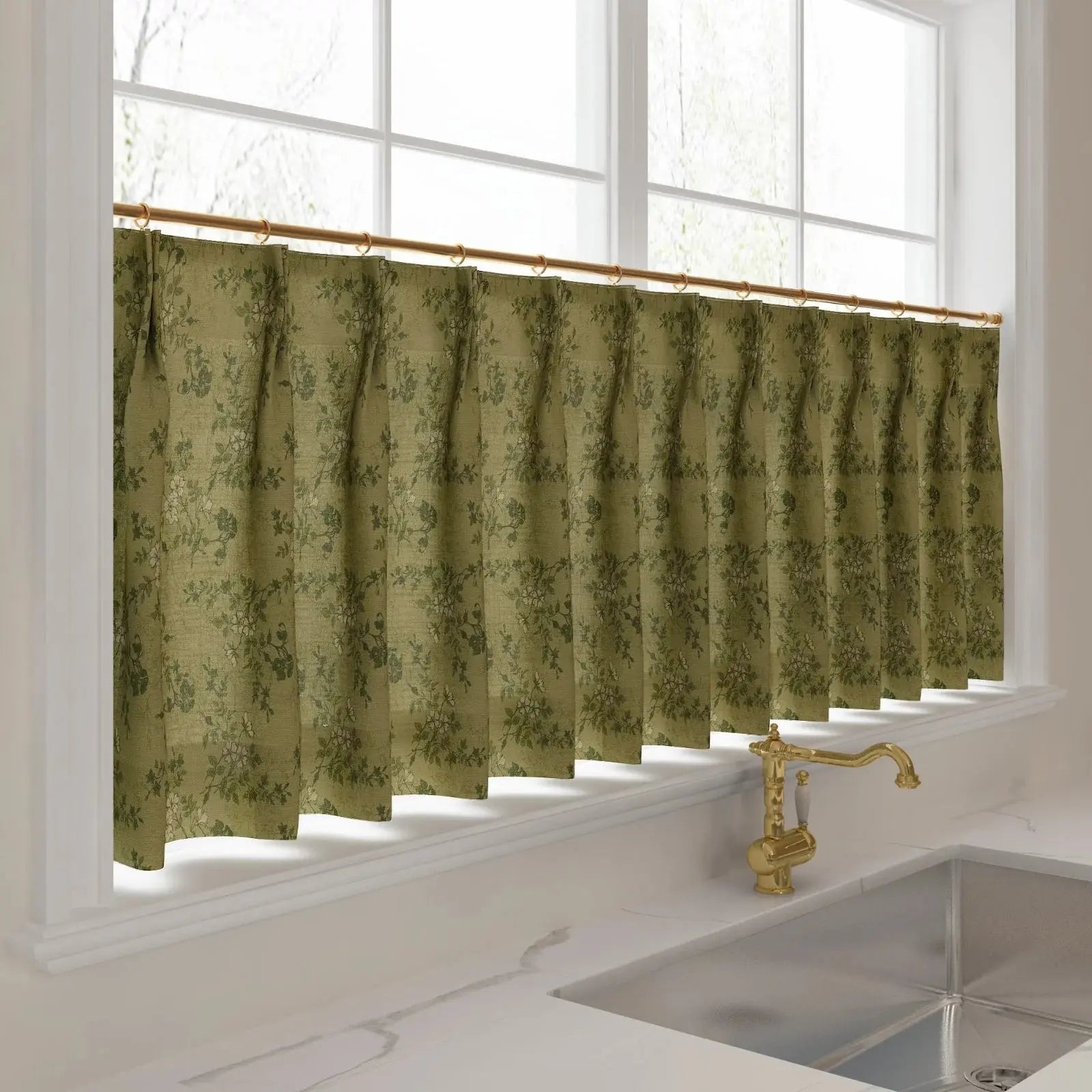 Sara Le Print Linen Pleated Cafe Curtains?-TWOPAGES