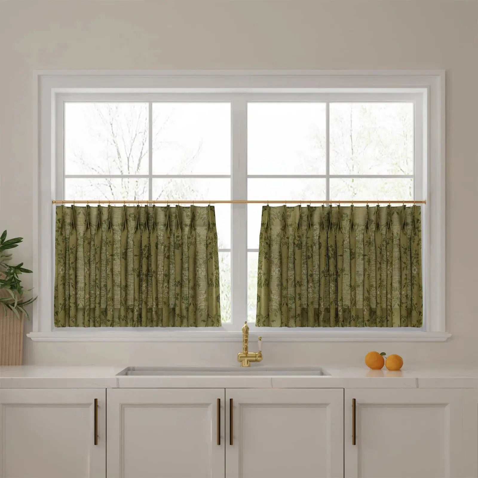 Sara Le Print Linen Pleated Cafe Curtains?-TWOPAGES