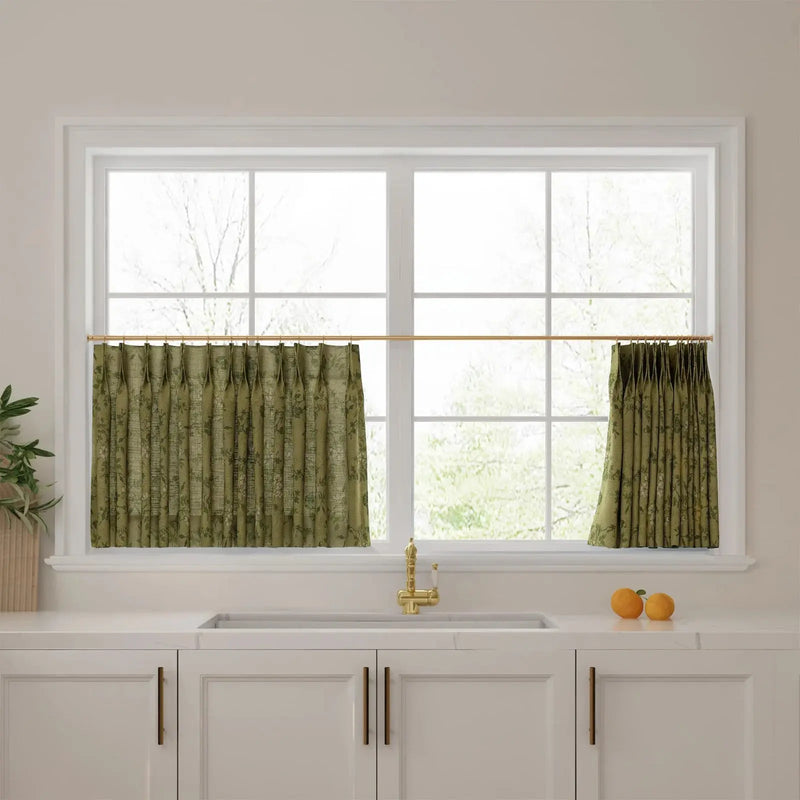 Sara Le Print Linen Pleated Cafe Curtains?-TWOPAGES