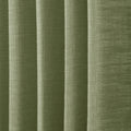 Jade Green Olive Liz linen curtains in a close room detail highlighting the linen texture and colour