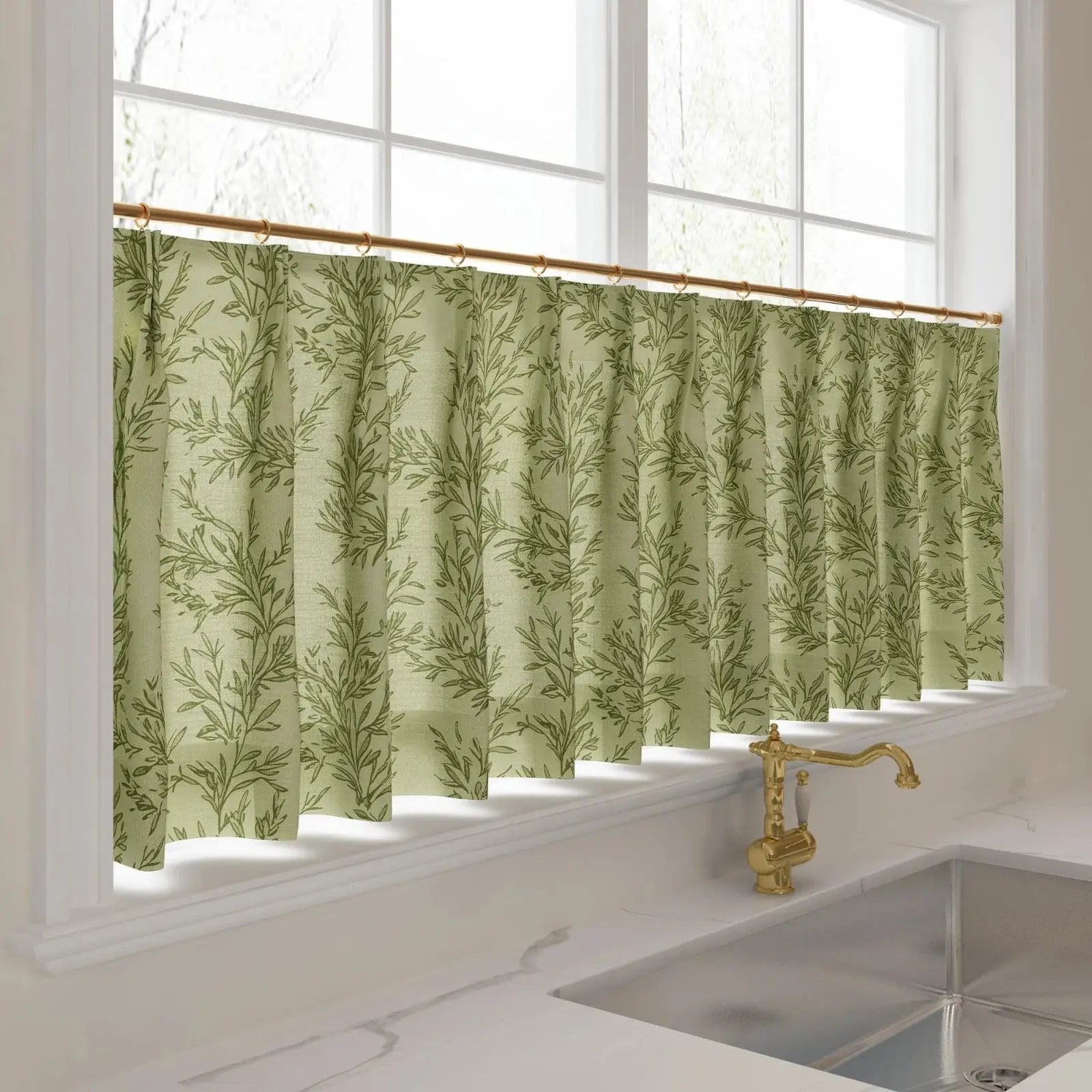 Sara Le Print Linen Pleated Cafe Curtains?-TWOPAGES