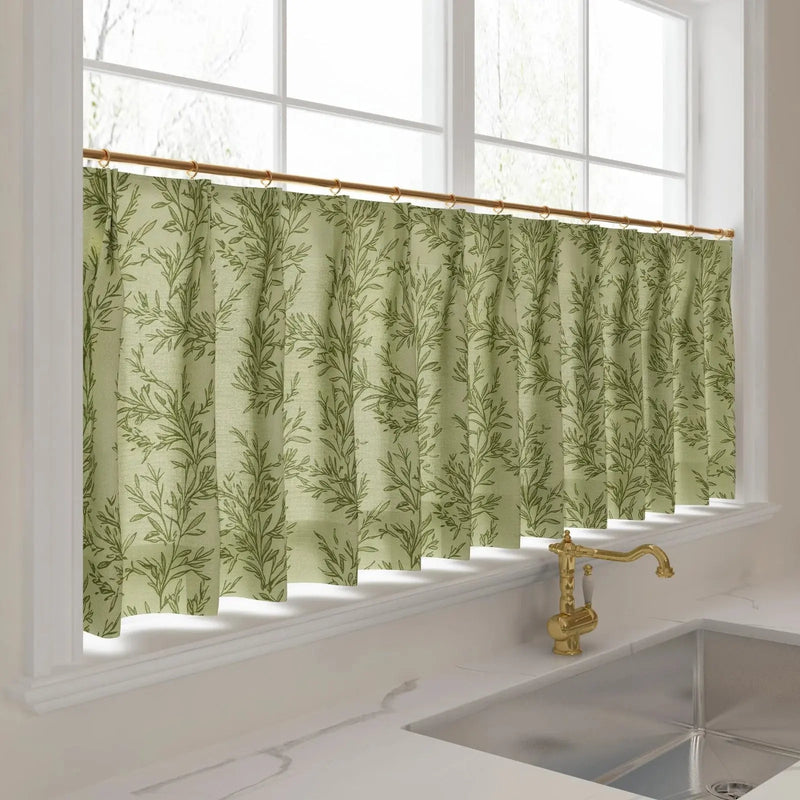 Sara Le Print Linen Pleated Cafe Curtains?-TWOPAGES