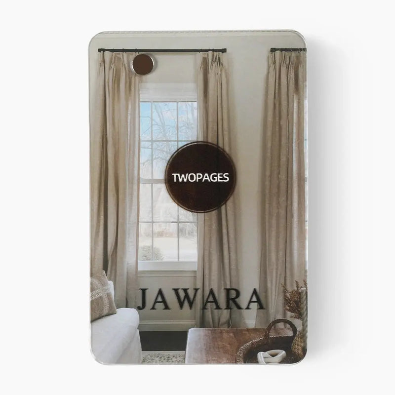 Jawara Linen Cotton curtain fabric texture and booklet detail