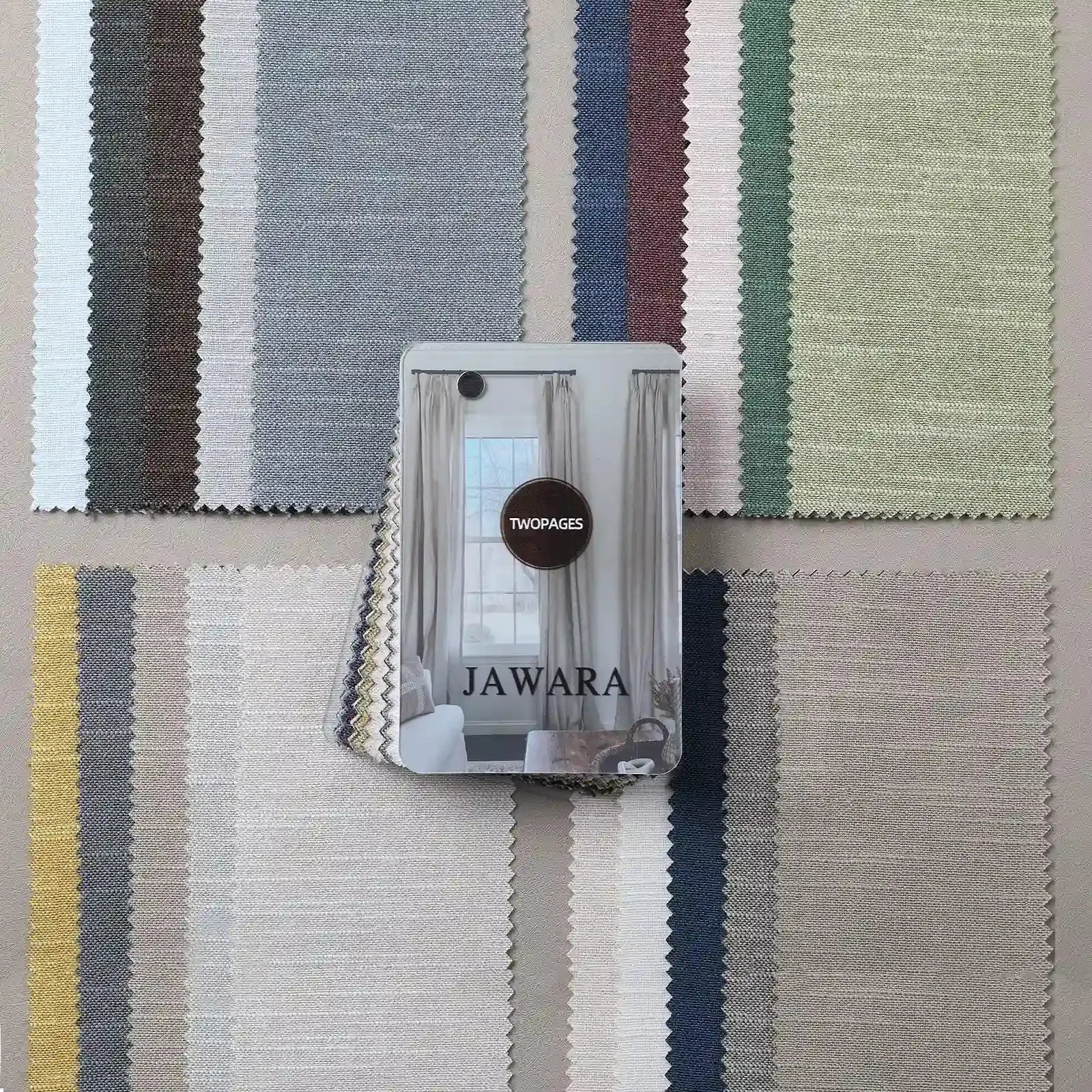 Jawara Linen Cotton fabric swatches and sample booklet
