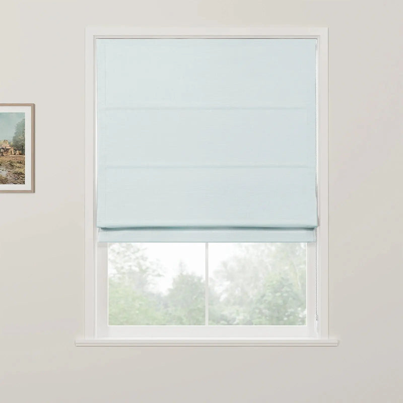 Jawara Linen Cotton Roman Shade Cord Lift- J401-23 Light Blue-TWOPAGES