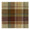Fabric swatch displaying a rustic plaid pattern of earthy brown, beige, and muted green with subtle teal and reddish-brown accent lines and distinctive pinked edges