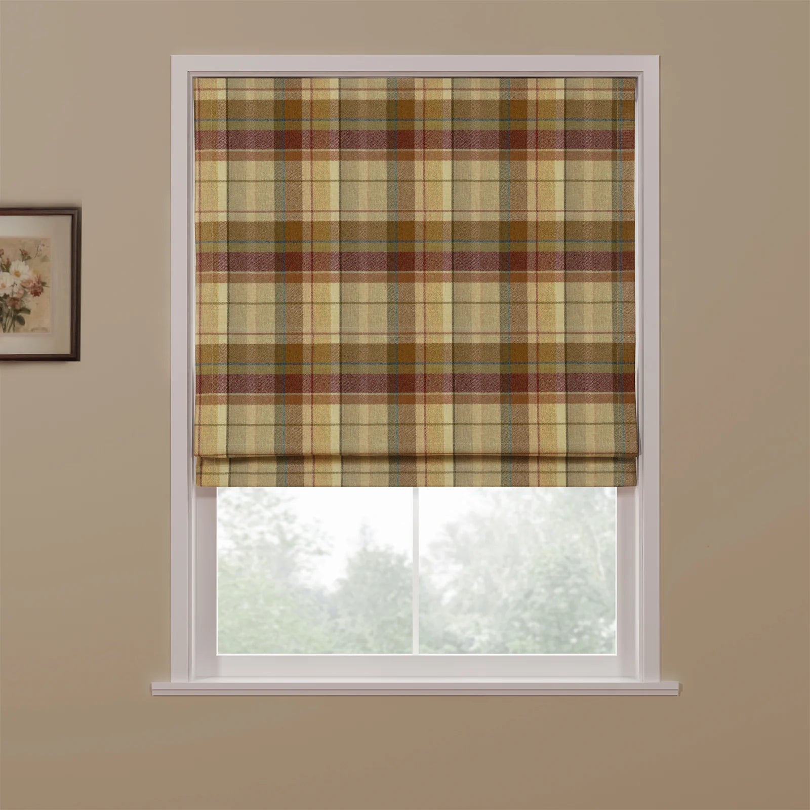 Karin Plaid Pure Wool Thermal Roman Blind Cordless