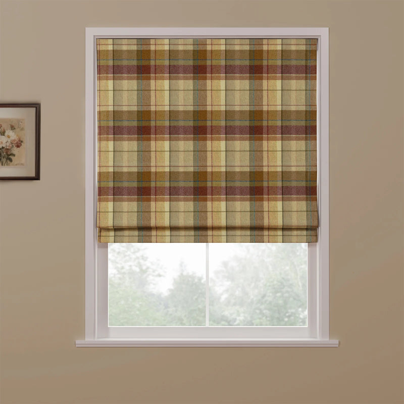 Karin Plaid Pure Wool Thermal Roman Blind Cordless