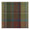 Tweed fabric swatch featuring an earthy plaid pattern in olive green and brown with vibrant teal and deep burgundy accent lines and distinctive pinked edges