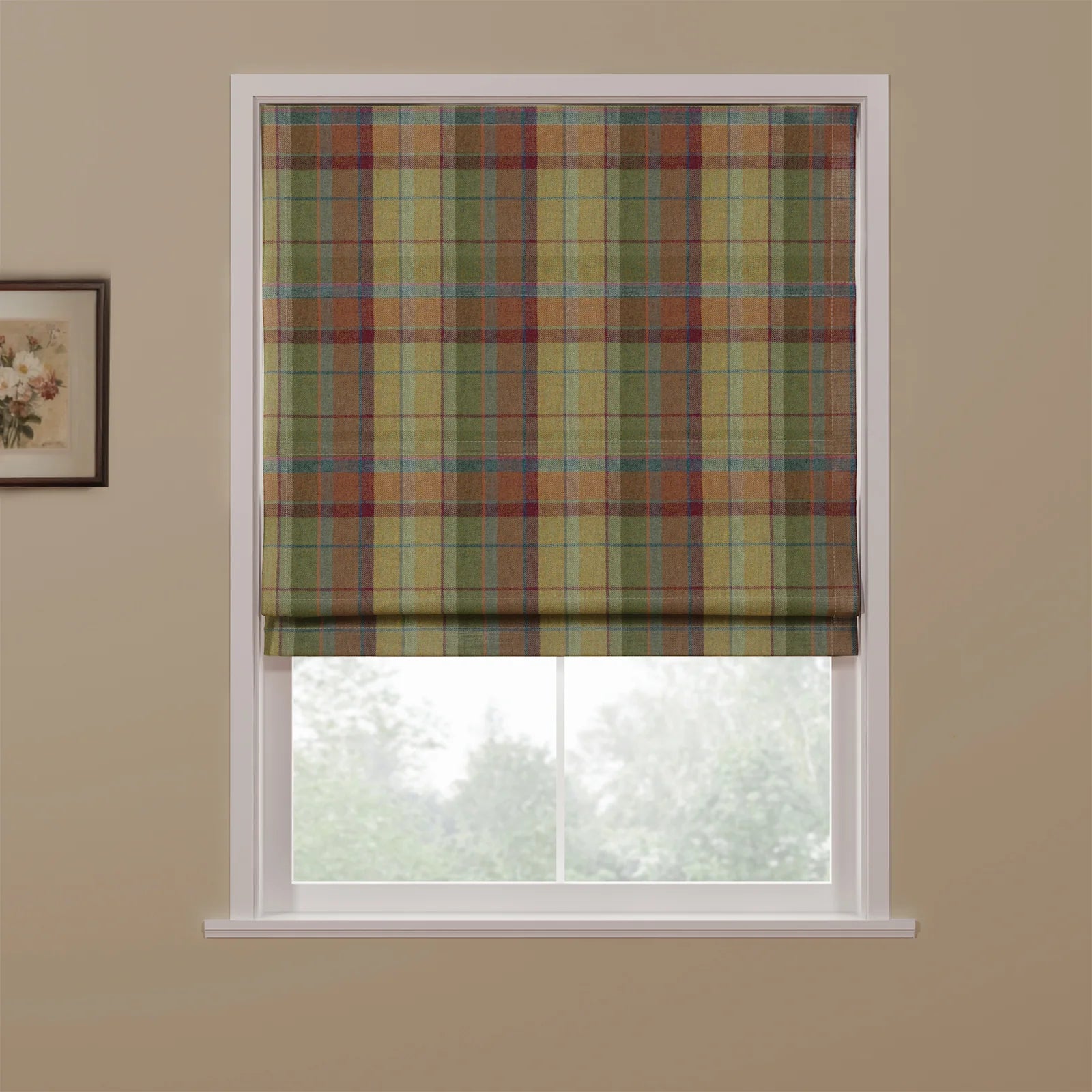 Karin Plaid Pure Wool Thermal Roman Blind Cordless