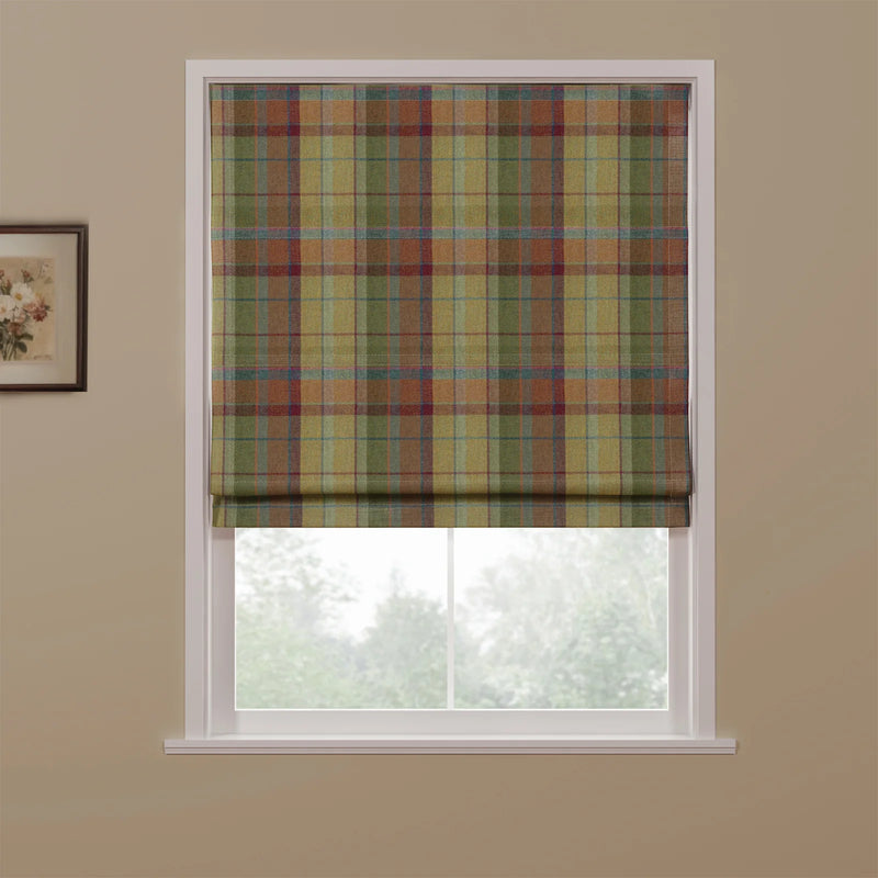 Karin Plaid Pure Wool Thermal Roman Blind Cordless