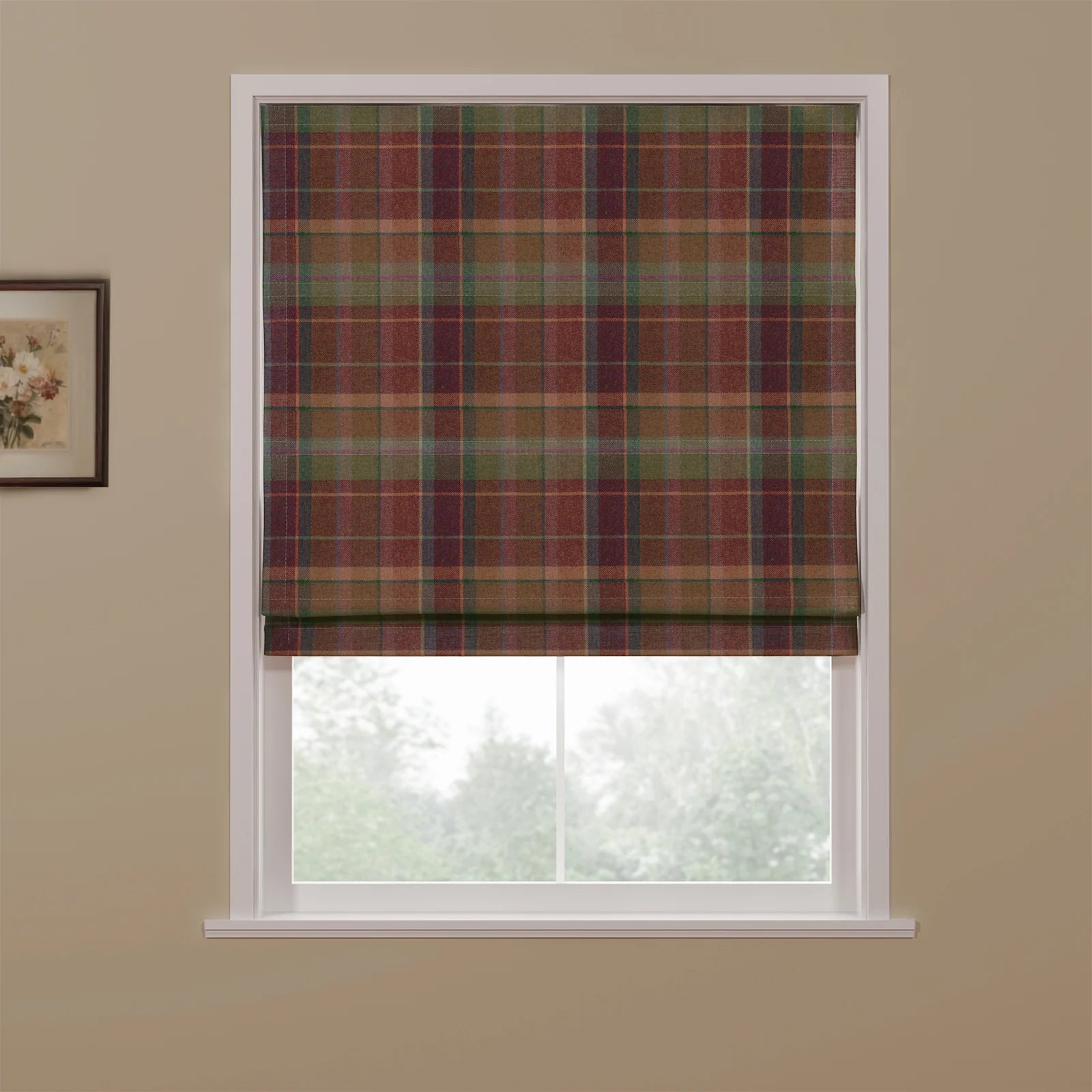 Karin Plaid Pure Wool Thermal Roman Blind Cordless