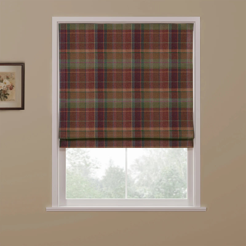 Karin Plaid Pure Wool Thermal Roman Blind Cordless