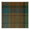 Woolen tartan fabric swatch displaying a plaid pattern of earthy browns, forest greens, and teals, highlighted with subtle maroon lines, finished with a pinked edge