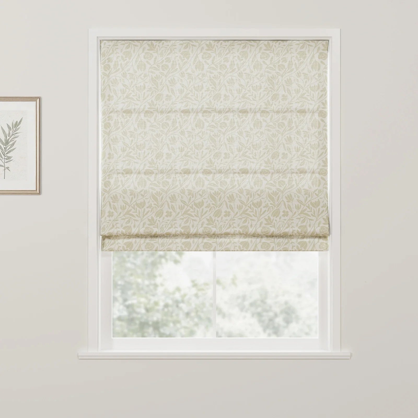 Kate Frost Cotton Roman Shade Cordless- KF-RR1 Ivory Meadow-TWOPAGES