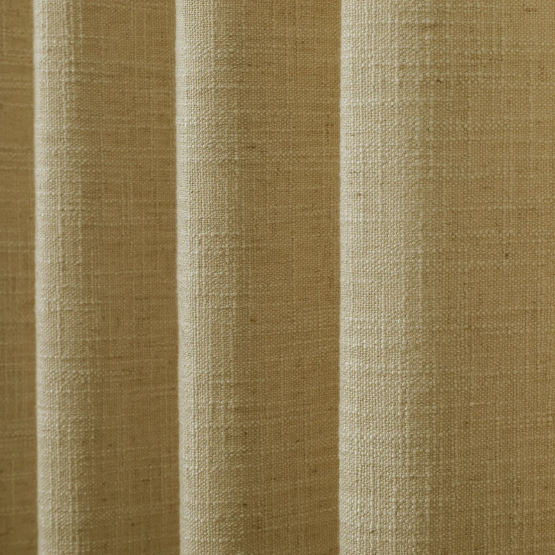 Khaki Liz linen curtains in a close room detail highlighting the linen texture and colour