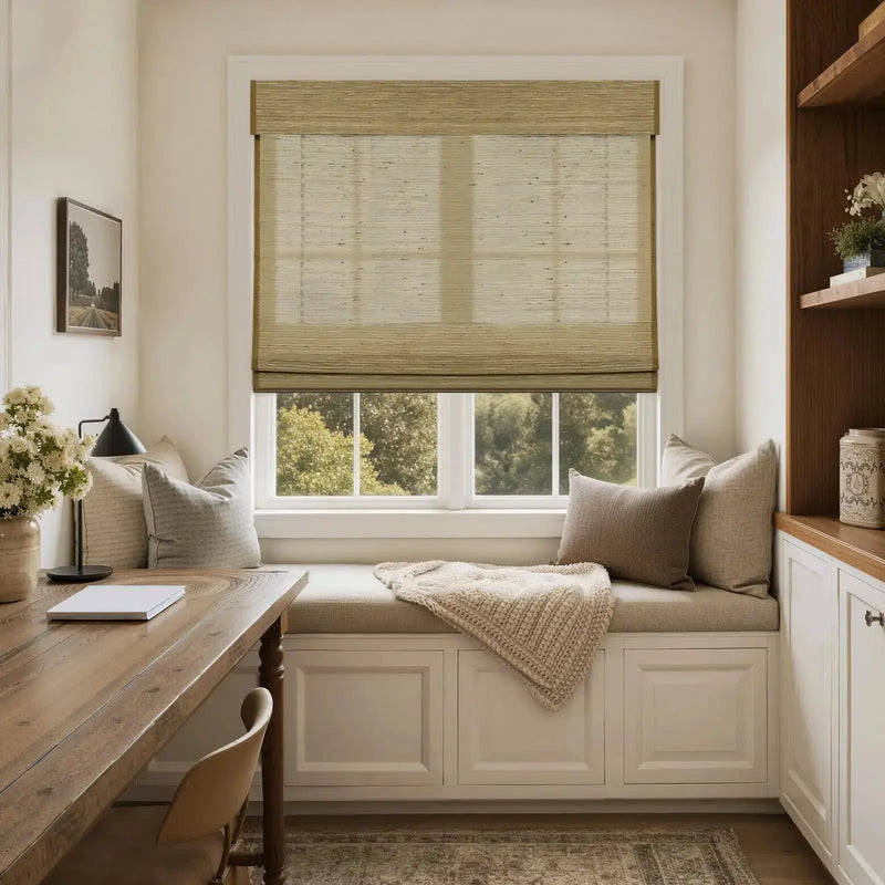 Rae Natural Jute Flax Woven Blind - Khaki-?-TWOPAGES CURTAINS