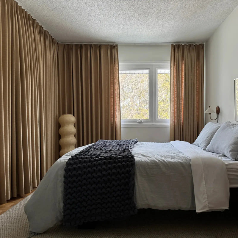 Liz Linen Blackout Curtains Pleated Drapery- -TWOPAGES