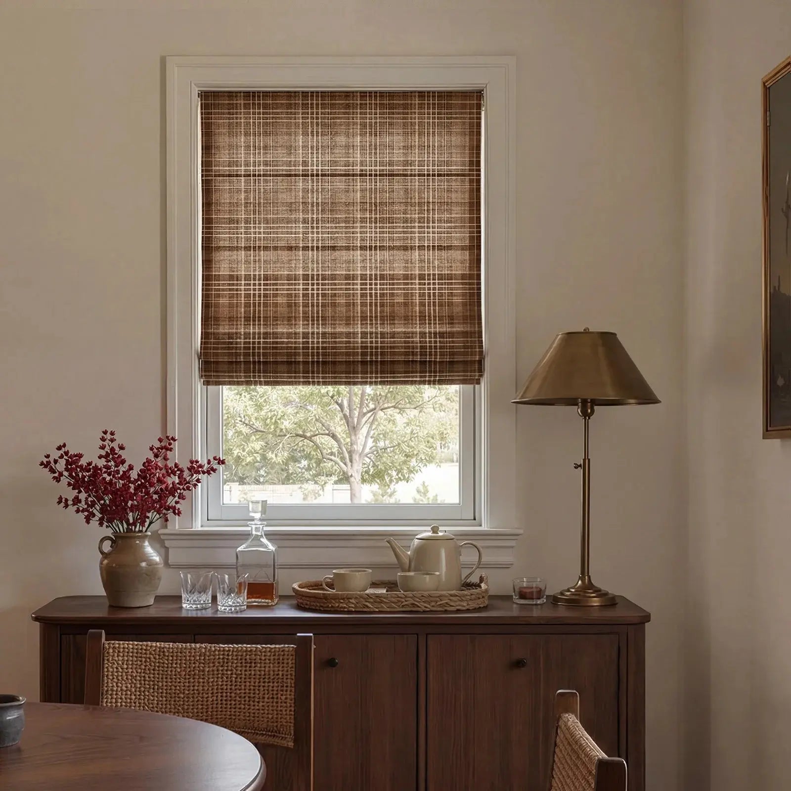 Kim Morrow Print Cotton Roman Shade Cordless- -TWOPAGES