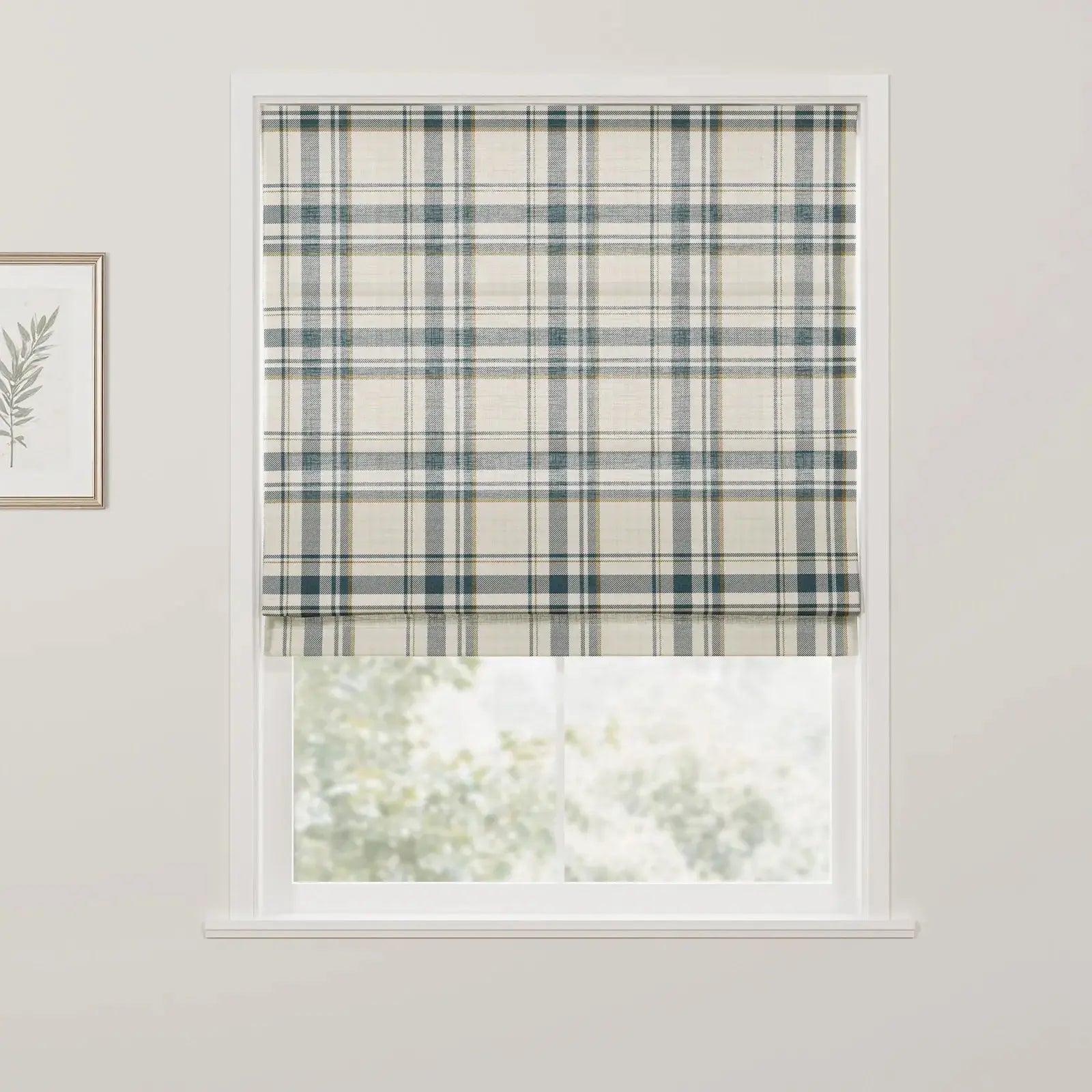 Kim Morrow Western Plaid Cotton Roman Shade Cordless- -TWOPAGES