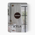 Kyla Faux Linen curtain fabric texture and booklet detail