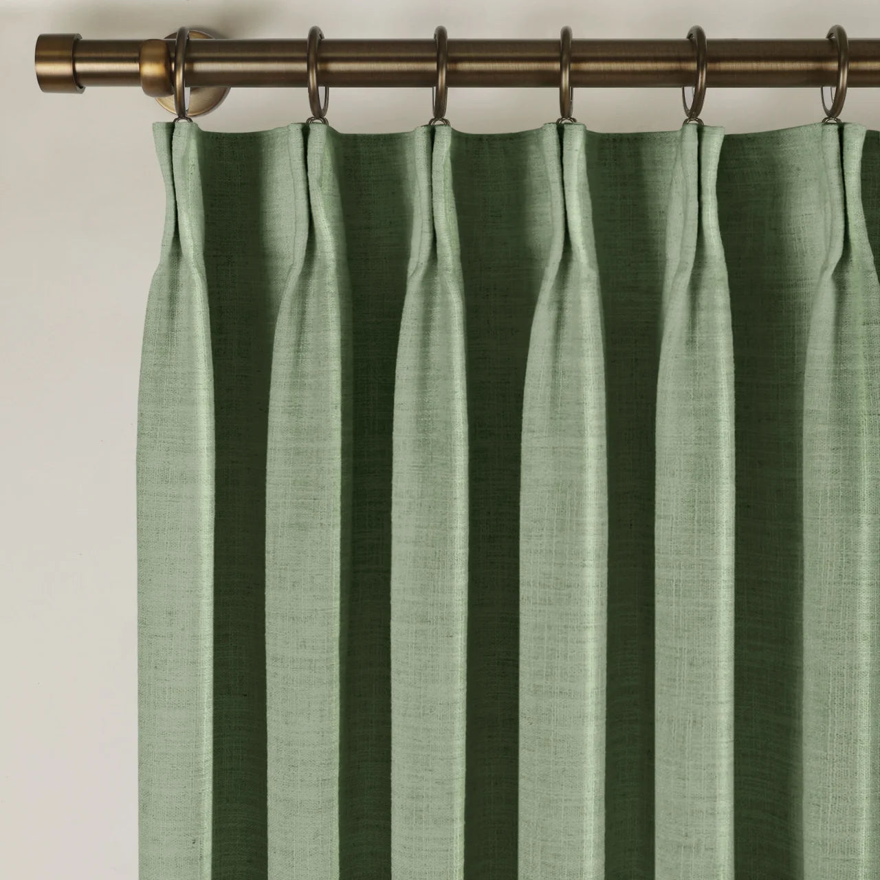 Lagoon Liz linen curtains showing the lower drape and pooling folds near the floor