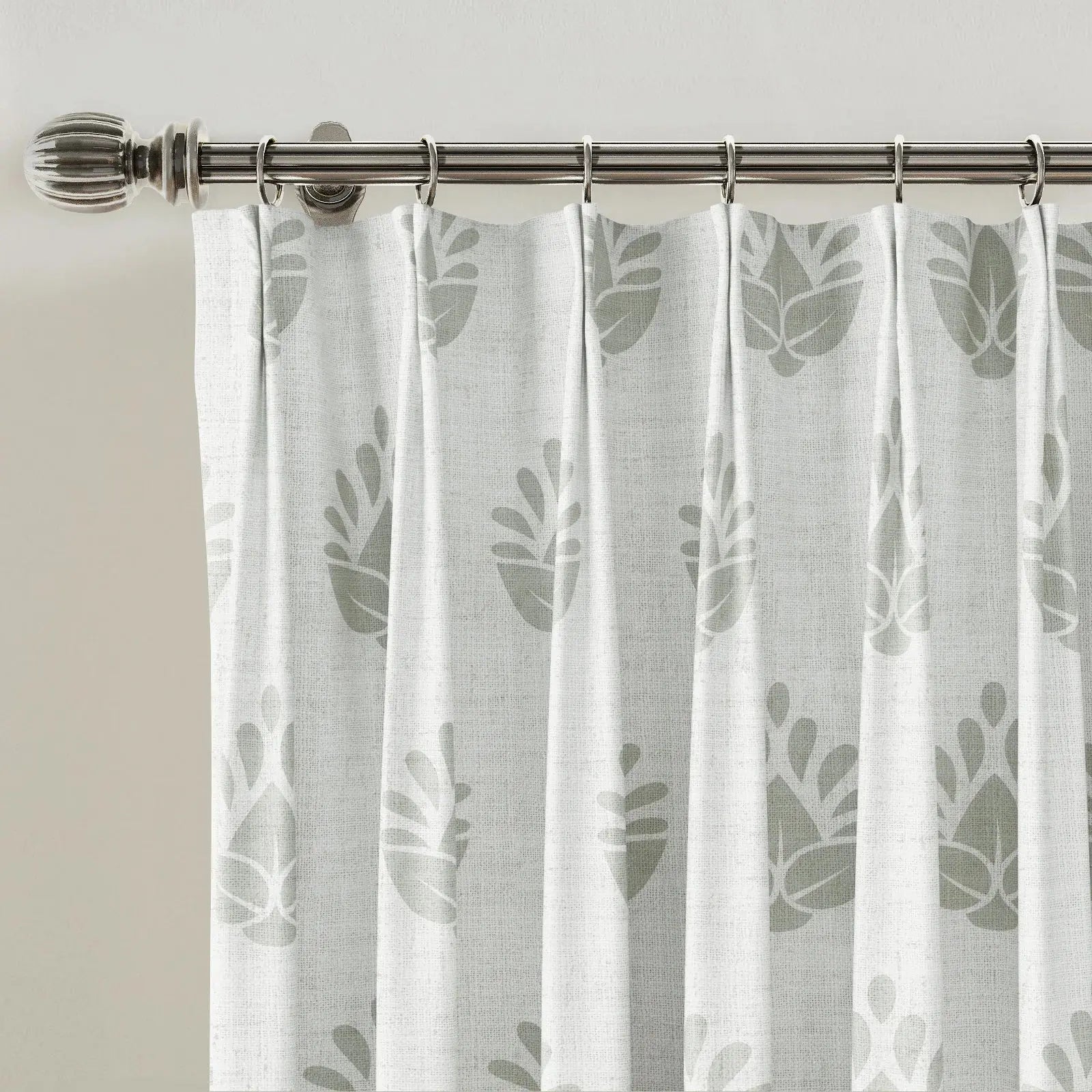 Stefana Silber Print Linen Blend Curtain Drapery Pleated?-TWOPAGES