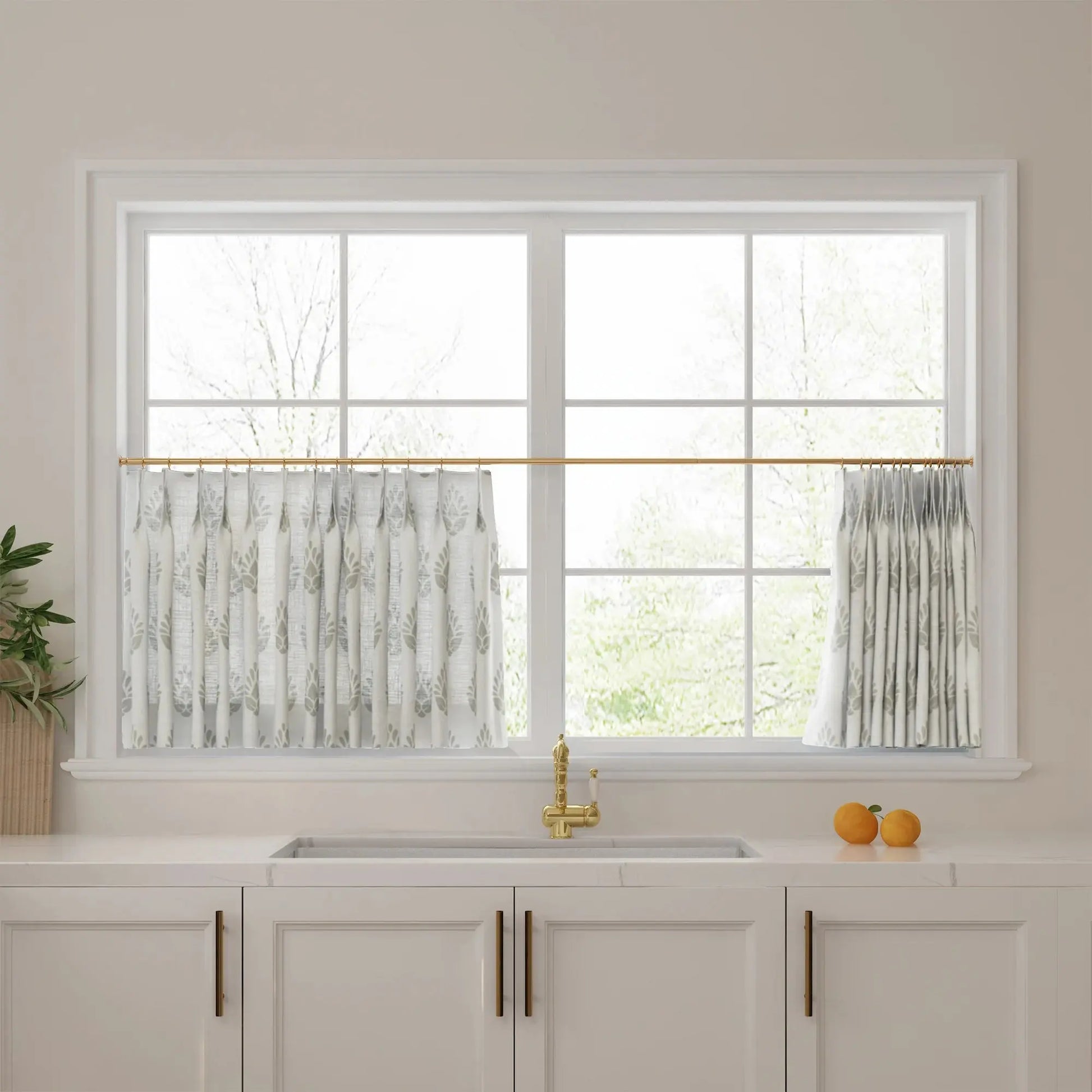 Stefana Silber Print Linen Pleated Cafe Curtains-?-TWOPAGES