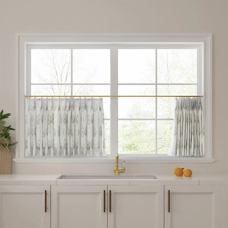 Stefana Silber Print Linen Pleated Cafe Curtains-?-TWOPAGES