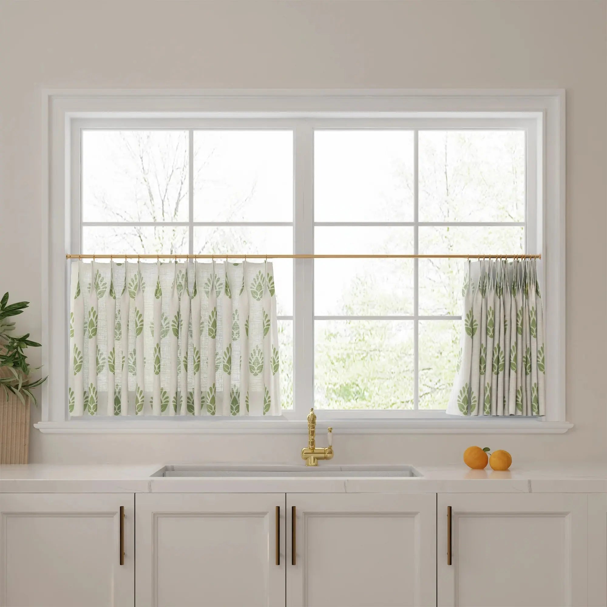 Stefana Silber Print Linen Pleated Cafe Curtains-?-TWOPAGES
