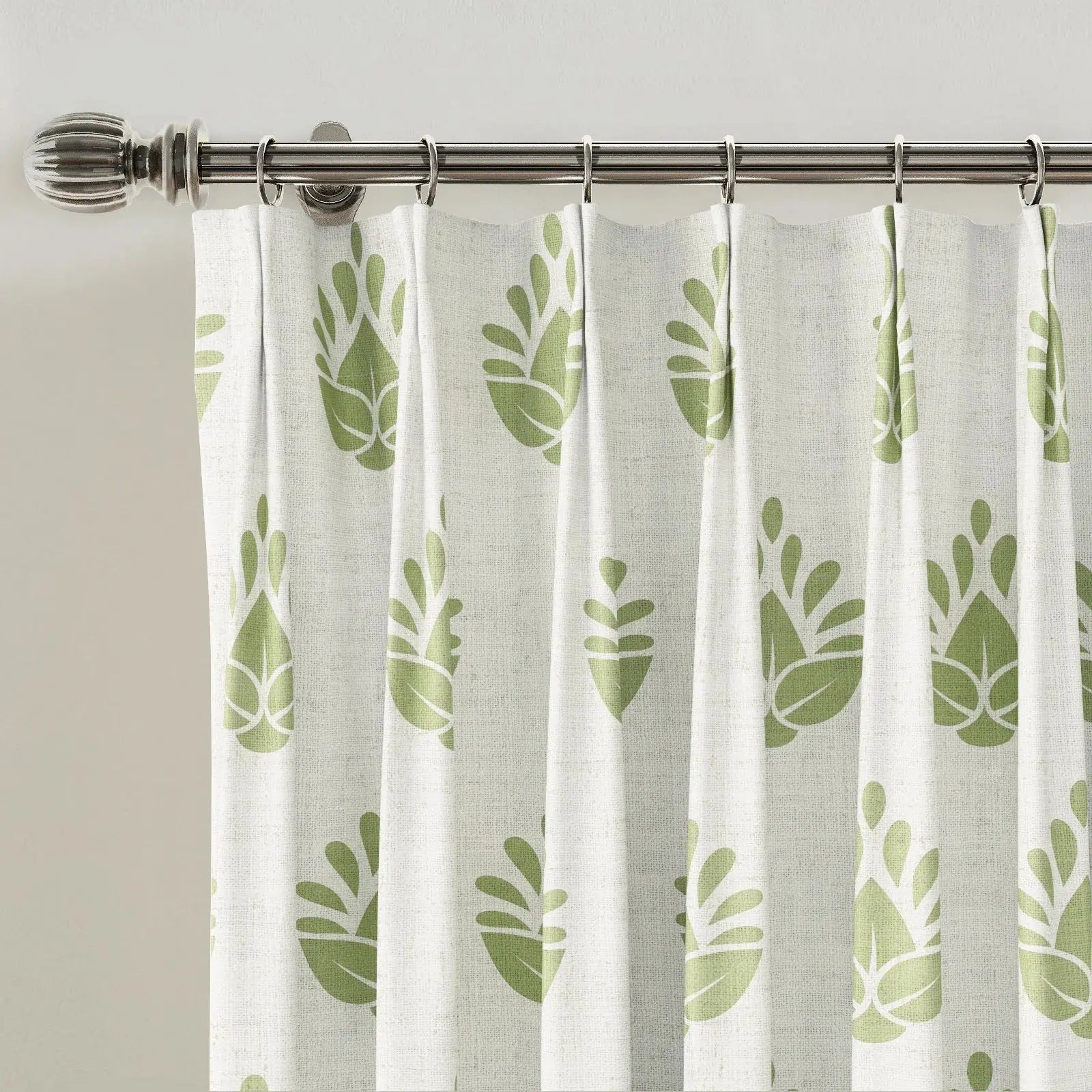 Stefana Silber Print Linen Blend Curtain Drapery Pleated?-TWOPAGES