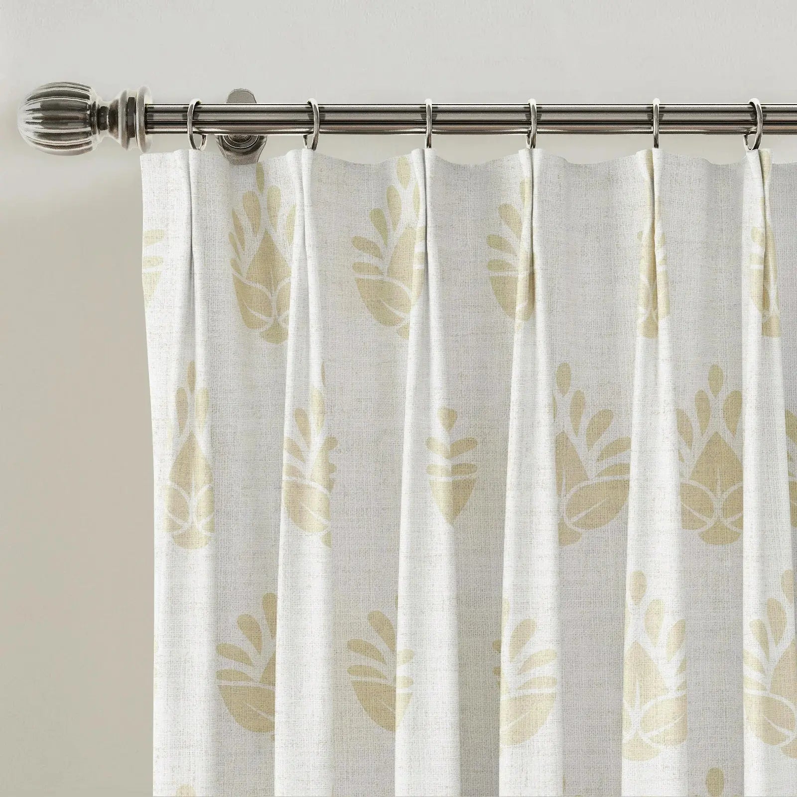 Stefana Silber Print Linen Blend Curtain Drapery Pleated?-TWOPAGES