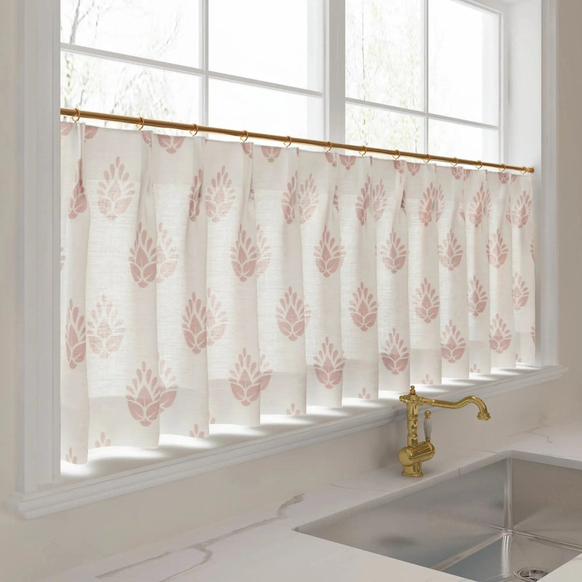 Stefana Silber Print Linen Pleated Cafe Curtains-?-TWOPAGES