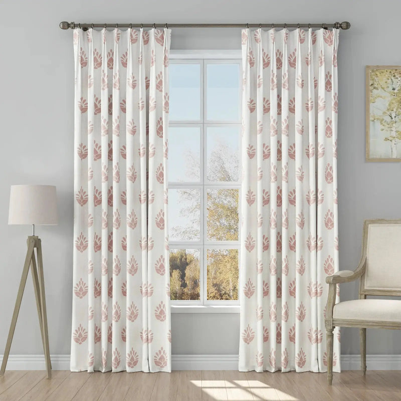 Stefana Silber Print Linen Blend Curtain Drapery Pleated?-TWOPAGES