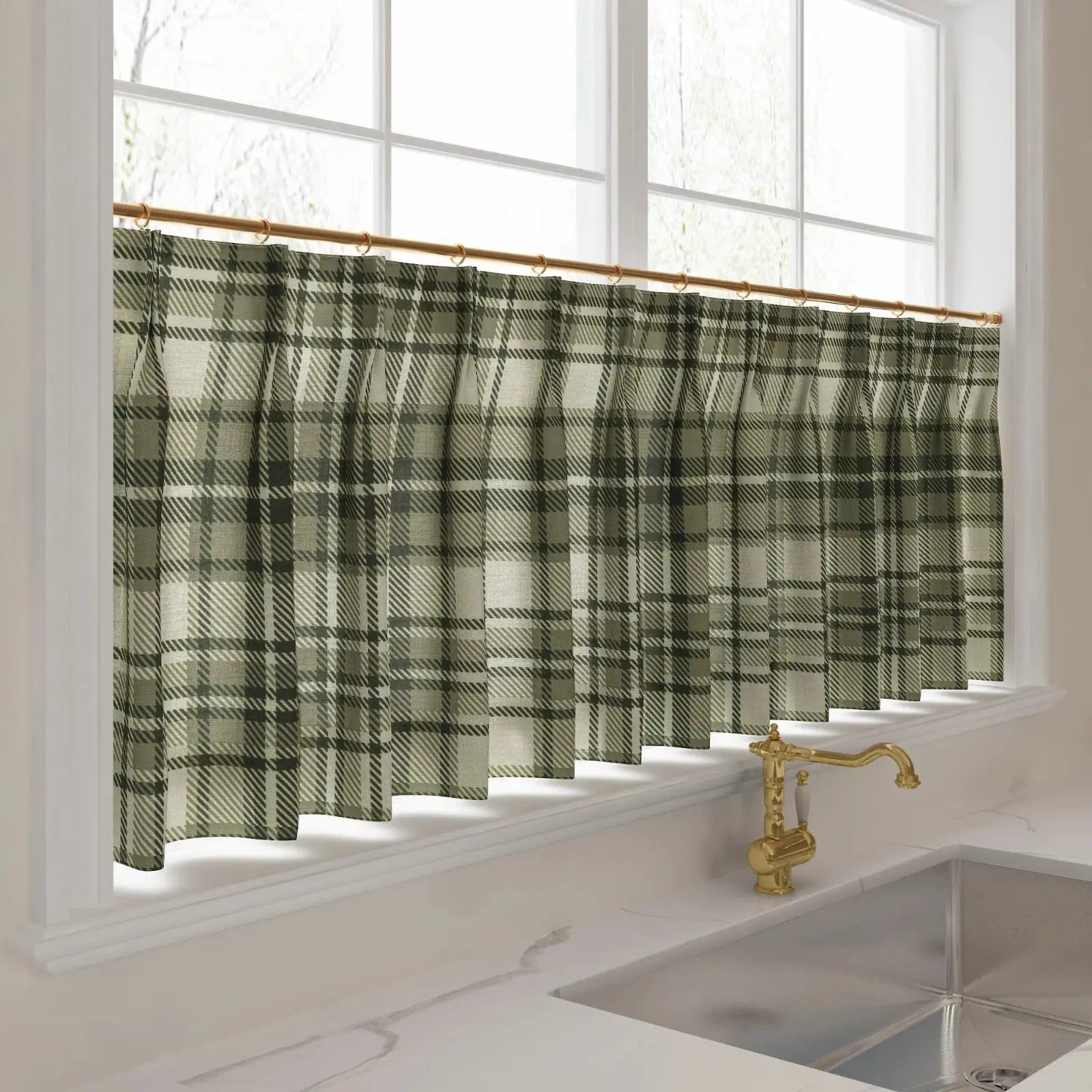 Sara Le Print Linen Pleated Cafe Curtains?-TWOPAGES