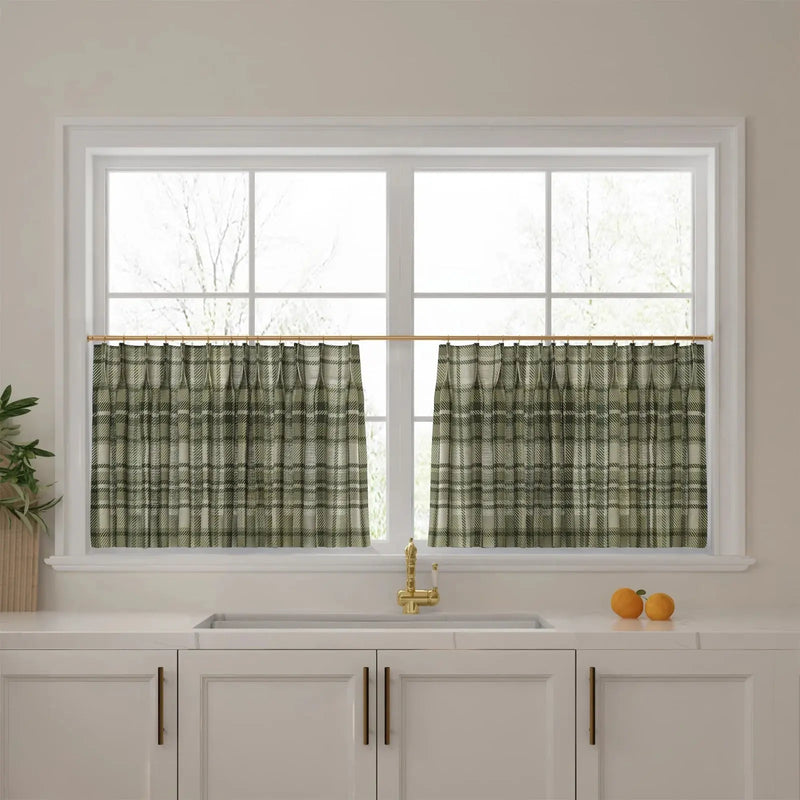 Sara Le Print Linen Pleated Cafe Curtains?-TWOPAGES
