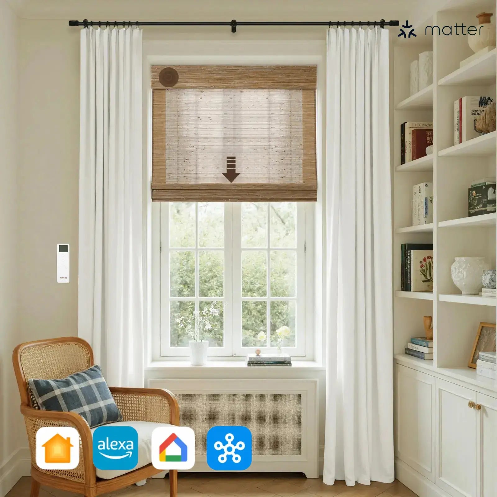Motorized Window Woven Bamboo Blinds?-TWOPAGES CURTAINS