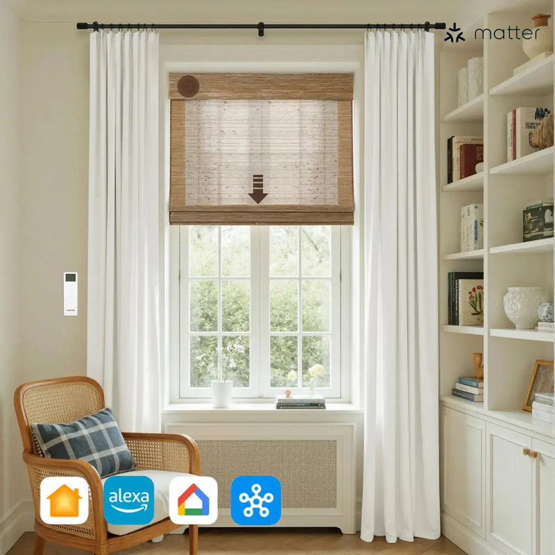 Motorized Window Woven Bamboo Blinds?-TWOPAGES CURTAINS