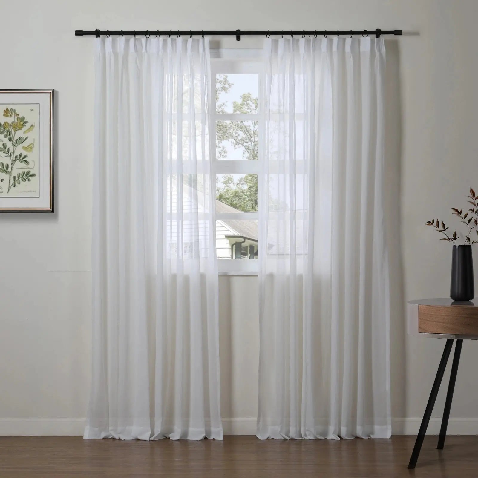 Florida Embossed White Semi Sheer Curtain Pleated?-TWOPAGES