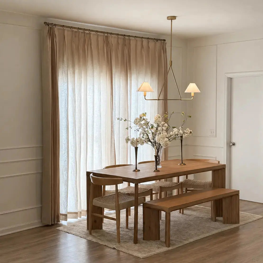 Patti Premium 100% Belgian Flax Linen Curtain Pleated- -TWOPAGES