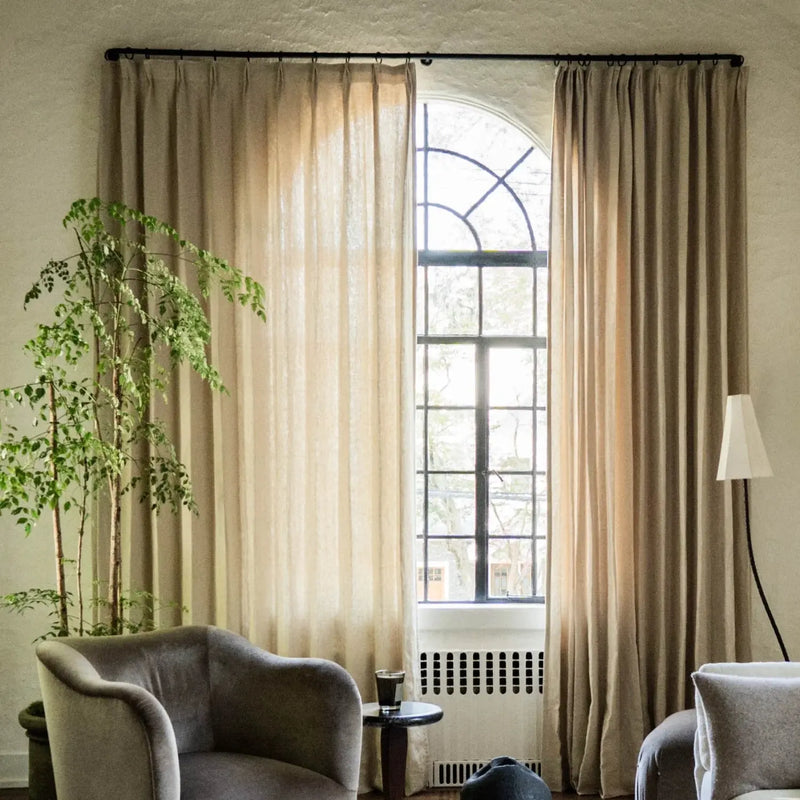 Patti Premium 100% Belgian Flax Linen Curtain Pleated -TWOPAGES