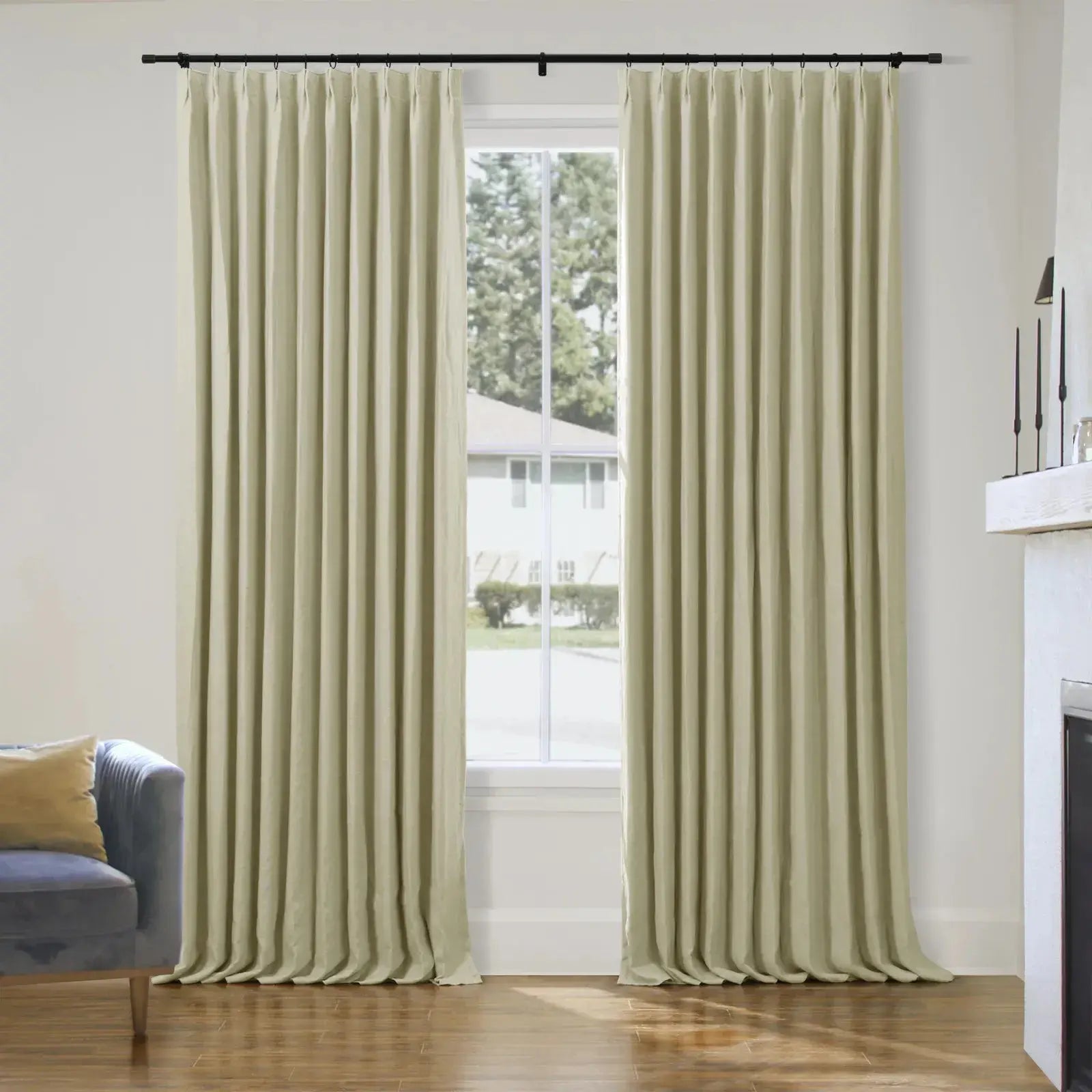 Patti Premium 100% Belgian Flax Linen Curtain Pleated- -TWOPAGES