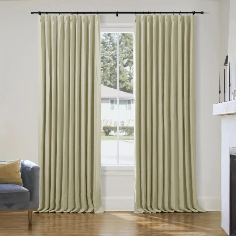 Patti Premium 100% Belgian Flax Linen Curtain Pleated- -TWOPAGES