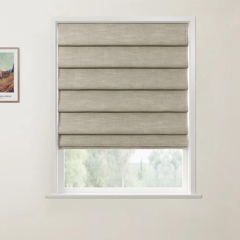 Jawara Linen Cotton Deco Fold Roman Blind Cordless