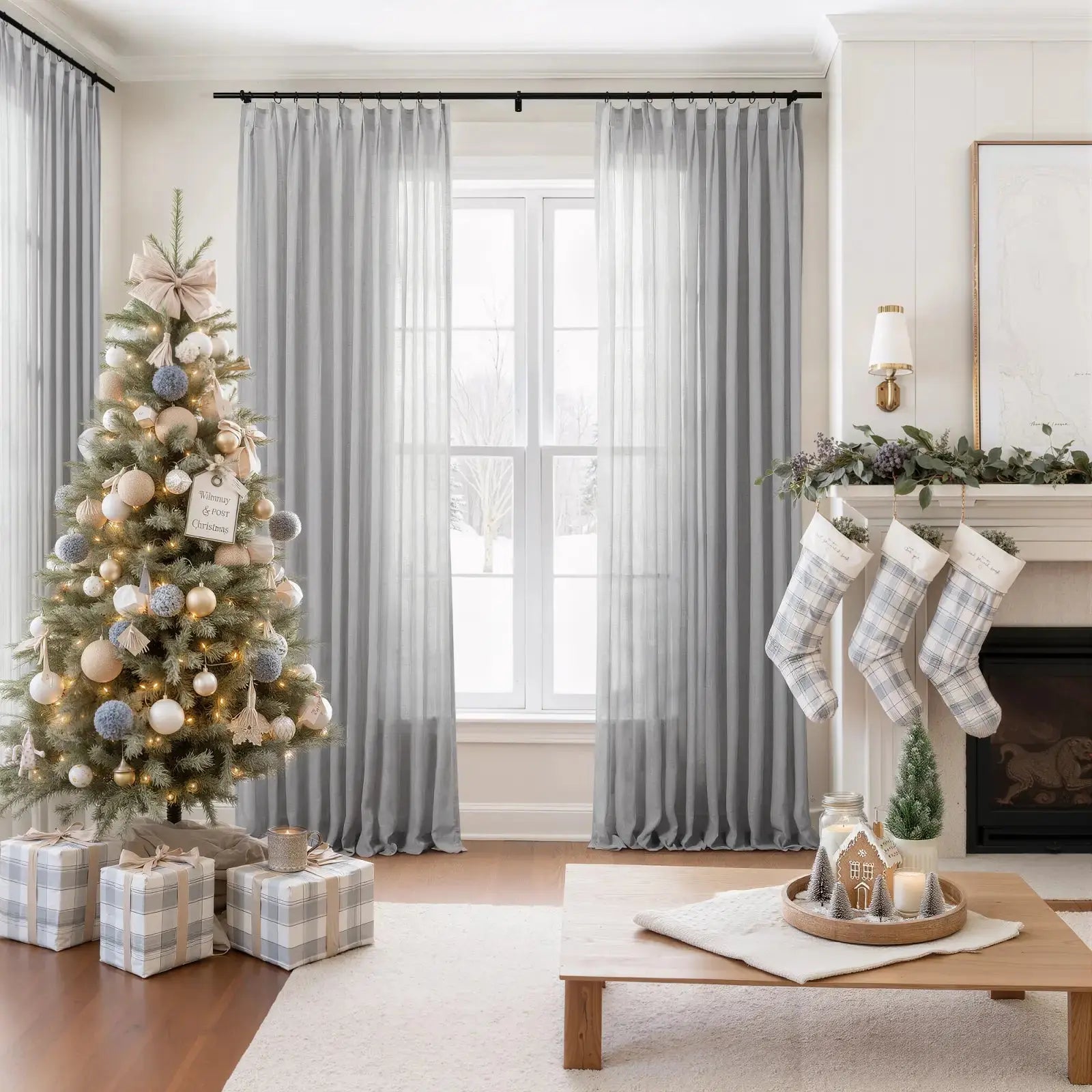 Flynn Airy Lightweight Sheer Curtain Pleated-?-TWOPAGES