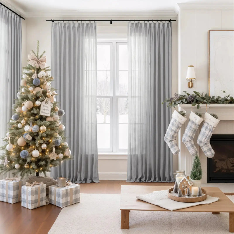 Flynn Airy Lightweight Sheer Curtain Pleated-?-TWOPAGES