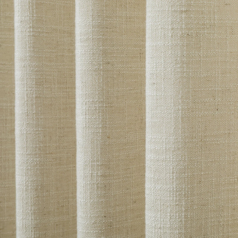 Light Khaki Liz Linen Pleated Curtains semi-sheer linen weave shown in vertical folds
