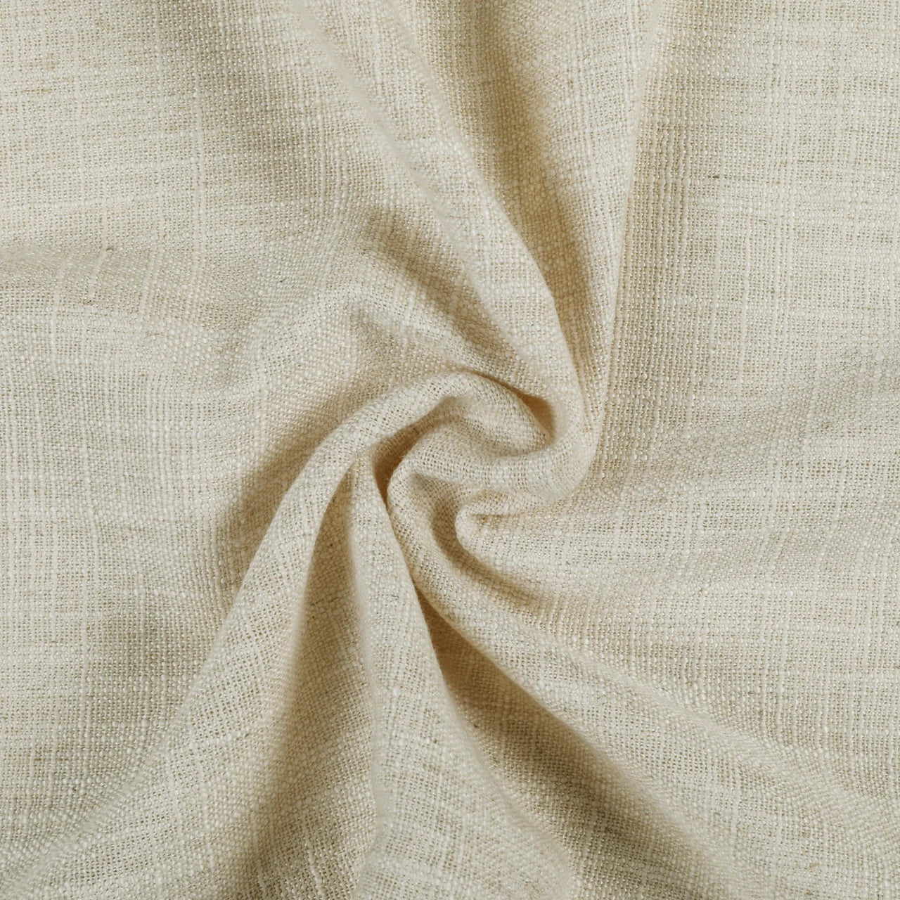 Light Khaki Liz Linen Pleated Curtains soft linen weave gathered into a spiral close-up