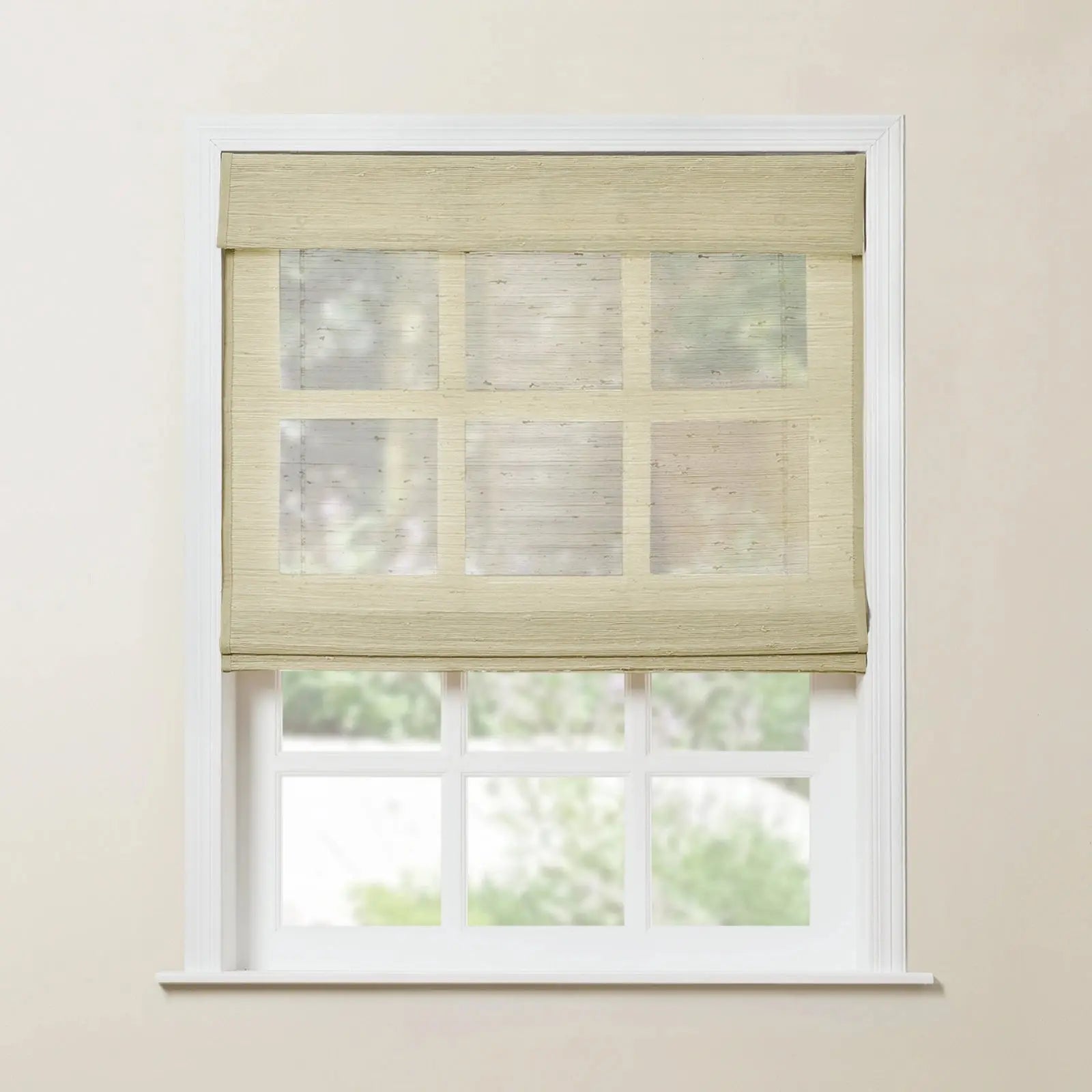 Rae Natural Ramie Bamboo Woven Blinds - Series P-?Light Yellow P07-TWOPAGES CURTAINS