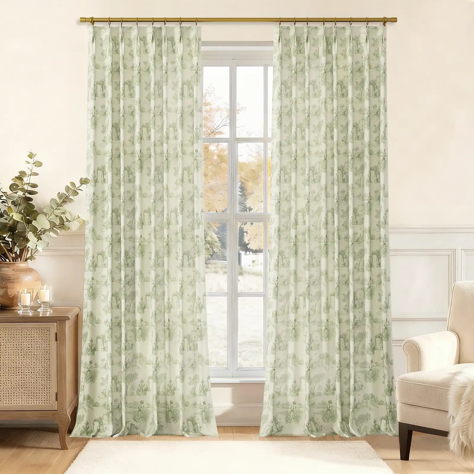 MS. MAVERICK MUSE x TWOPAGES Pastoral Printed Linen Cotton Pleated Curtains